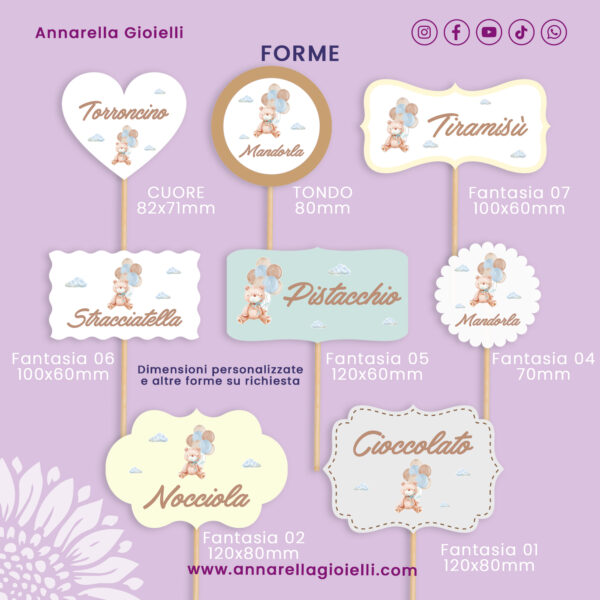 1 pezzo Palette segnagusto, nozze, Matrimonio, Battesimo, party, Comunione, Cresima, Laurea, confetti, confettata, gusti (PAL-07) - immagine 2