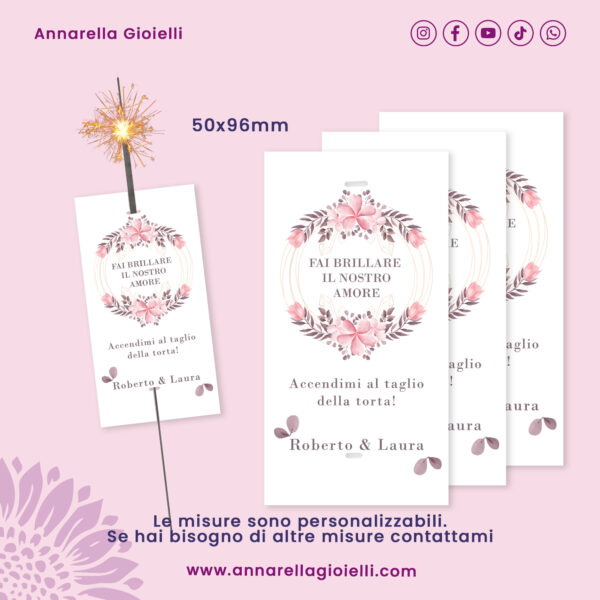 1 Pezzo Tag Scintille Personalizzato, Decorazioni Fai Brillare, Etichette Bomboniere, Matrimoni, Compleanni, Eventi Speciali (SPK-FLR-14) - immagine 2